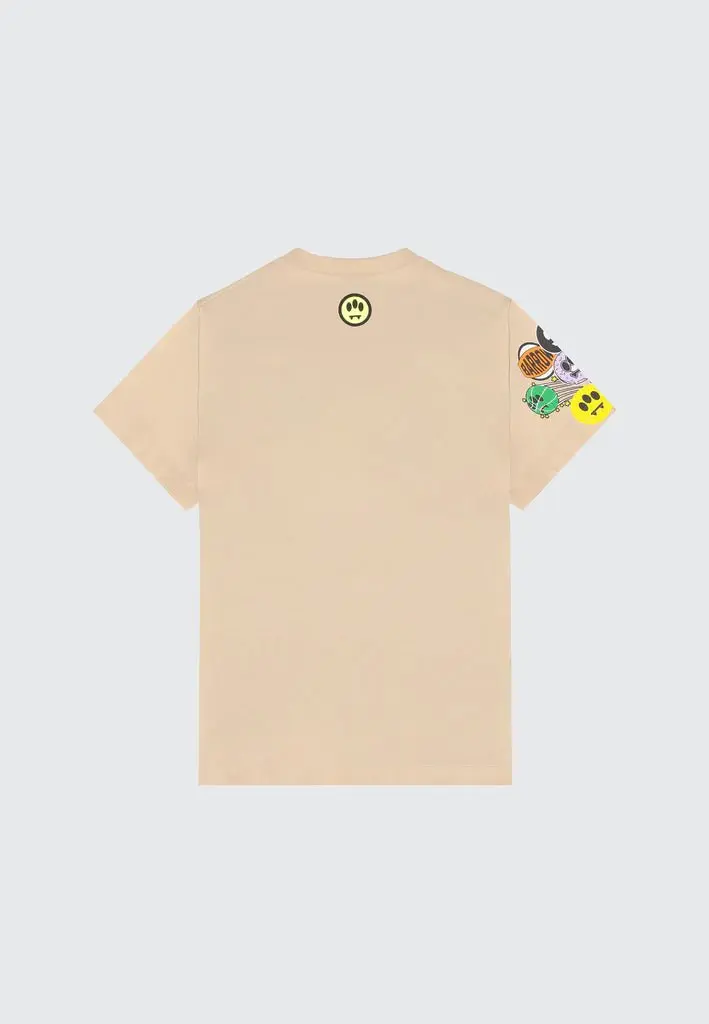 T-SHIRT SABBIA CON STAMPA E LOGO BARROW