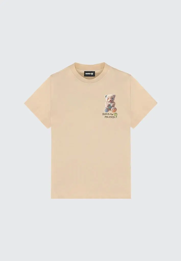 T-SHIRT SABBIA CON STAMPA SUL RETRO BARROW