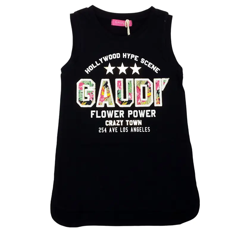 T-SHIRT smanicata con stampa tropicale sul davanti