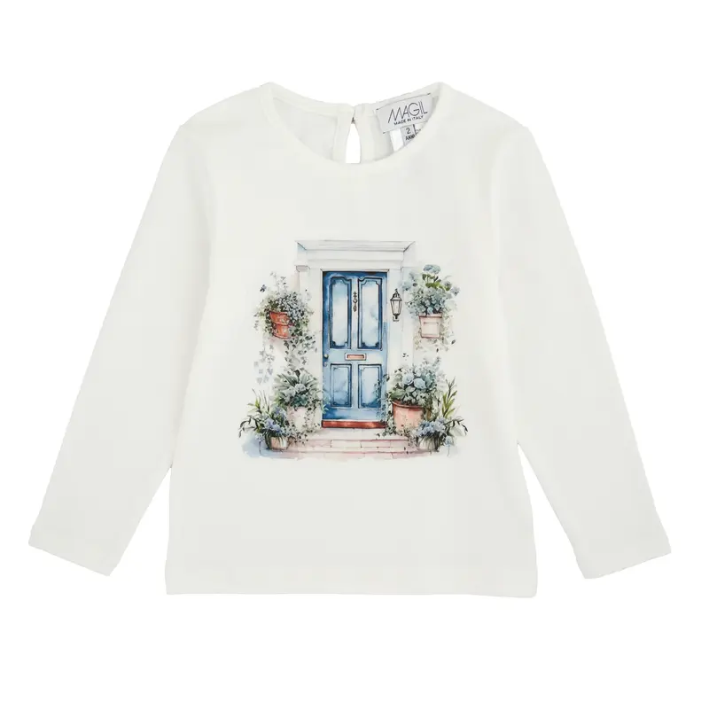T-SHIRT STAMPA PORTA CON FIORI