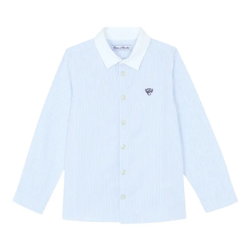 Tartine Et Chocolat Camicia Manica Lunga Fantasia A Righe Azzurro per Bambino