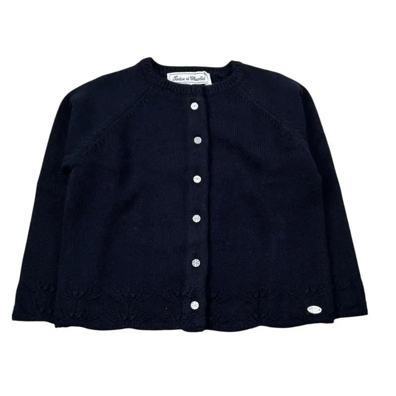 Tartine Et Chocolat Cardigan tinta unita con Ricami Blu per Bambina