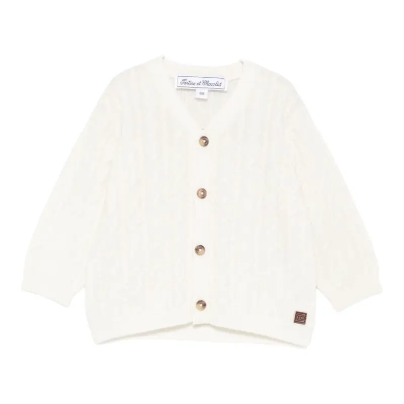 Tartine Et Chocolat Cardigan tinta unita Panna per Bambino