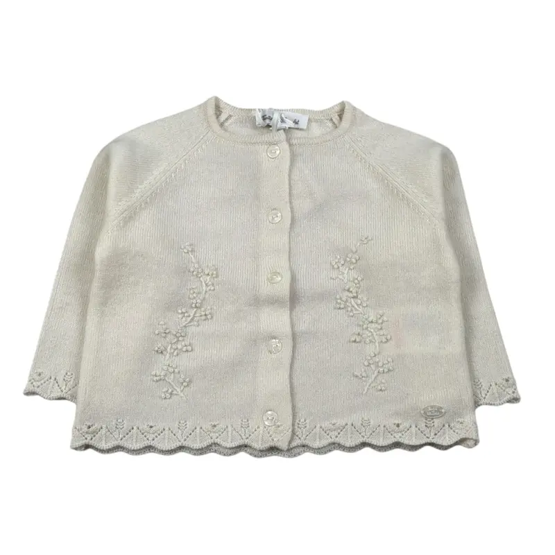 Tartine Et Chocolat Cardigan tinta unita Panna per Neonato