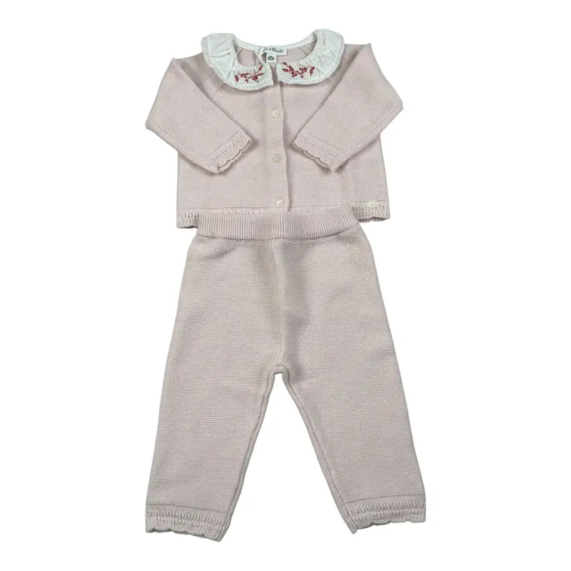 Tartine Et Chocolat Completo 2 Pezzi Cardigan-Pantalone tinta unita Rosa per Neonata