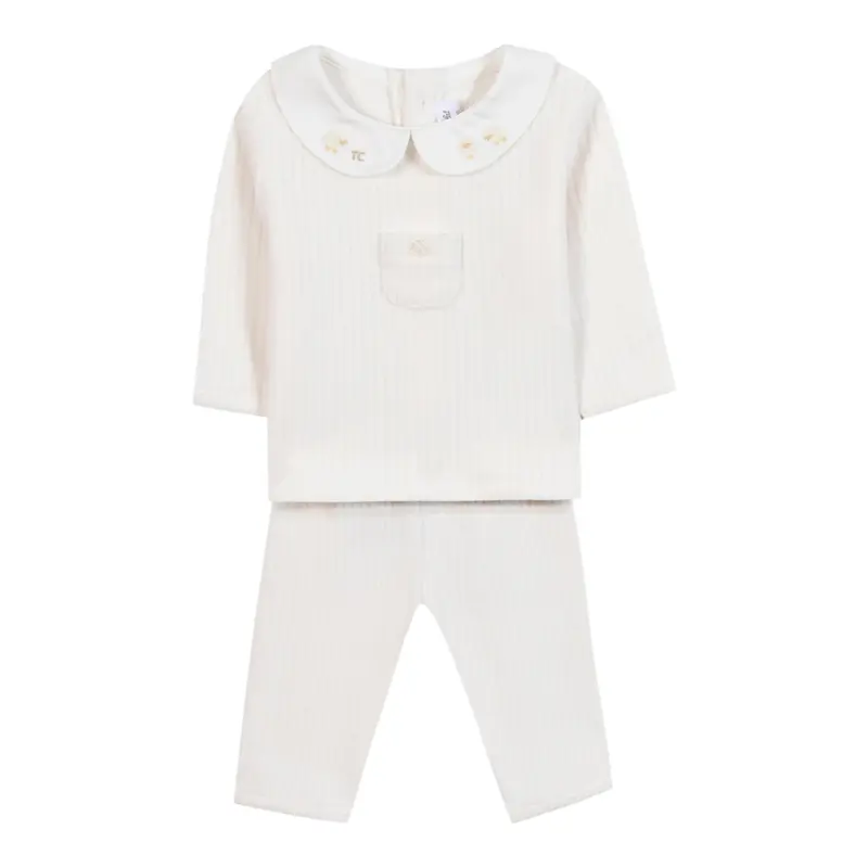 Tartine Et Chocolat Completo 2 Pezzi Maglia-Pantalone In Ciniglia Panna per Neonata