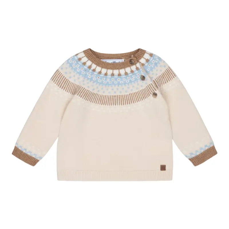 Tartine Et Chocolat Maglia Girocollo tinta unita con Ricami Beige per Bambino