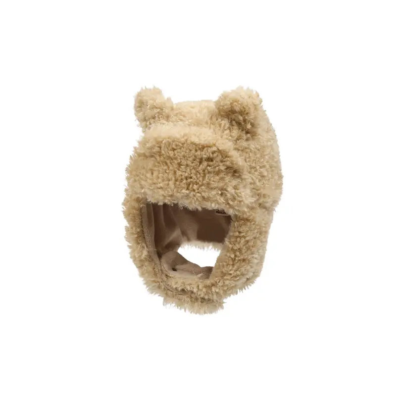 Teddy Bear Ear Warmer Hat Beige