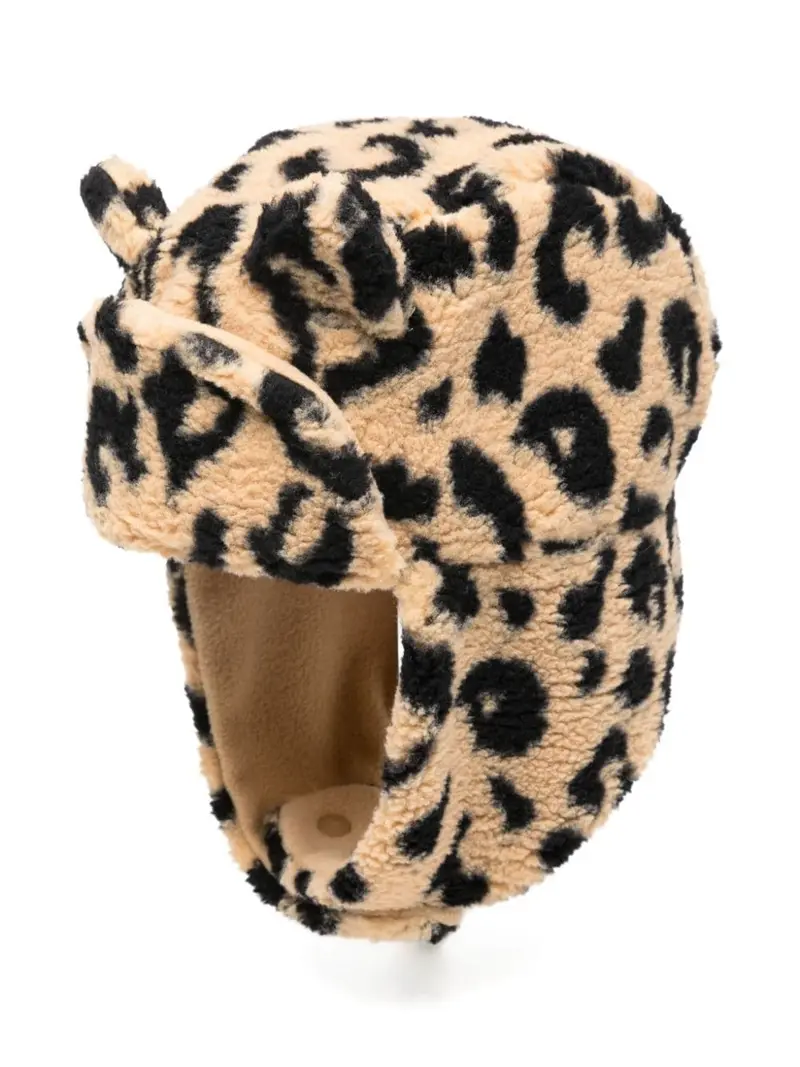 Teddy Bear Ear Warmer Hat Leopard