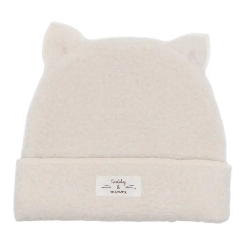 Teddy E Minou Cappello tinta unita con Orecchie Panna per Neonato