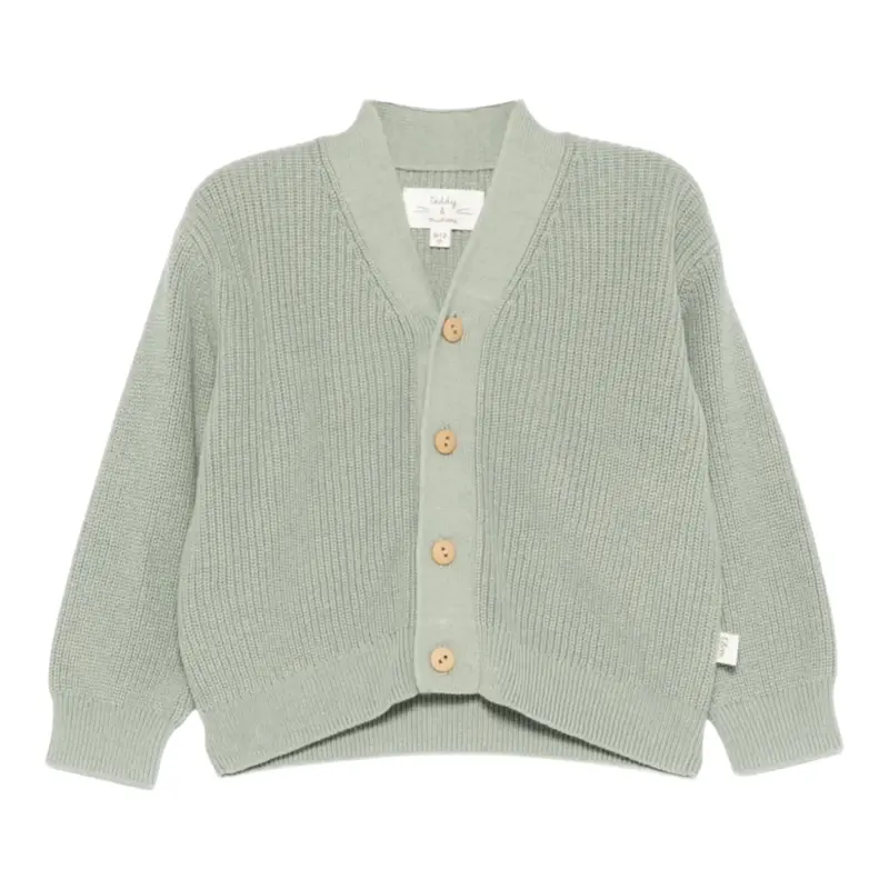 Teddy E Minou Cardigan tinta unita Verde per Neonato