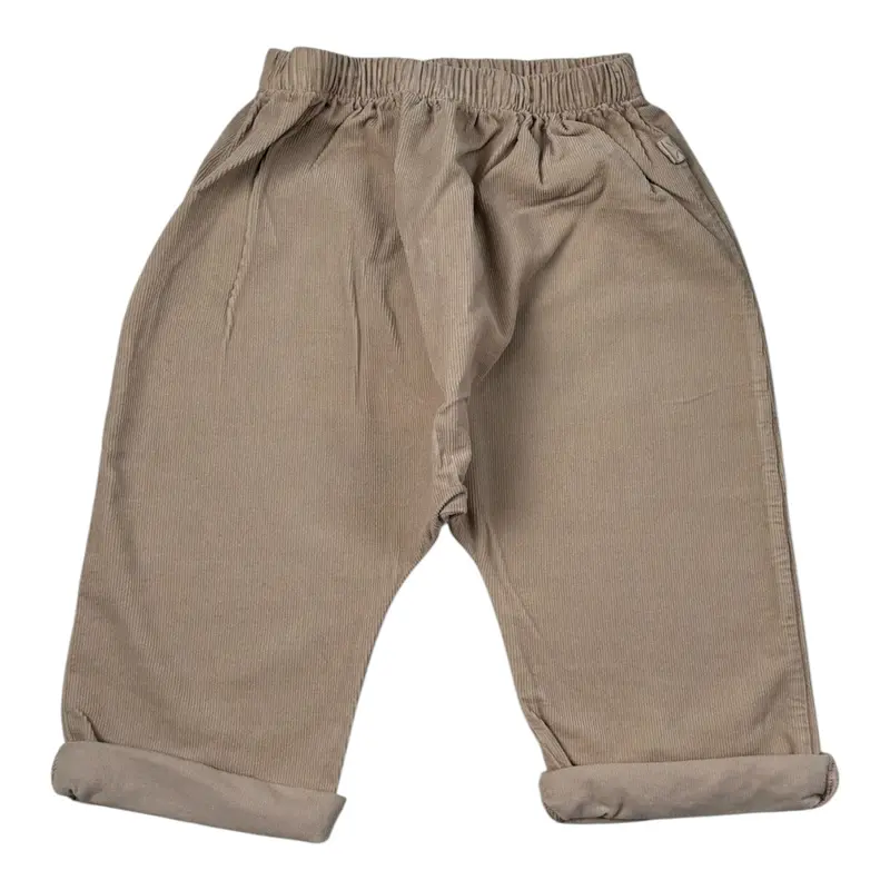 Teddy E Minou Pantalone tinta unita con Elastico In Vita Beige per Neonato