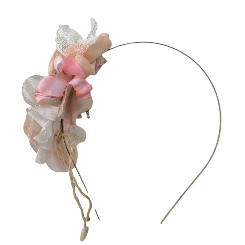 Tete'&Martina Cerchietto tinta unita con Fiori Rosa per Bambina