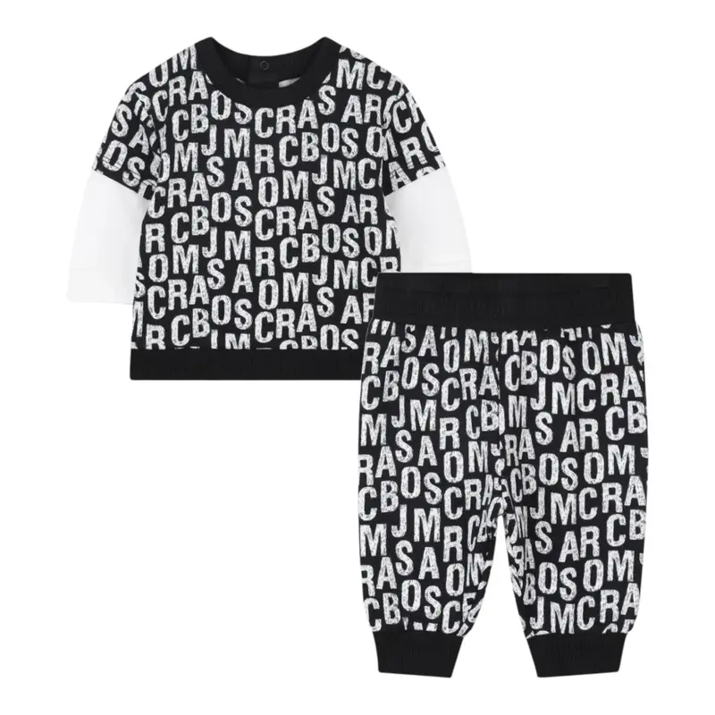 The Marc Jacobs Completo 2 Pezzi Felpa-Pantalone tinta unita Nero per Neonato