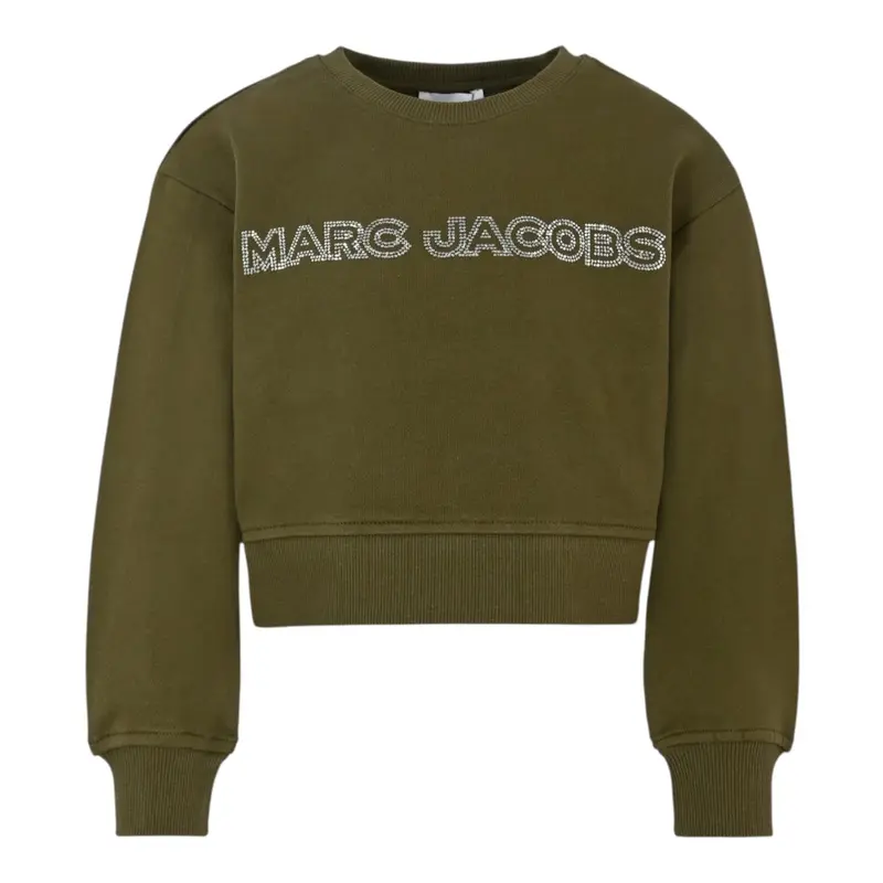 The Marc Jacobs Felpa Chiusa Girocollo tinta unita con Brillantini Verde per Bambina