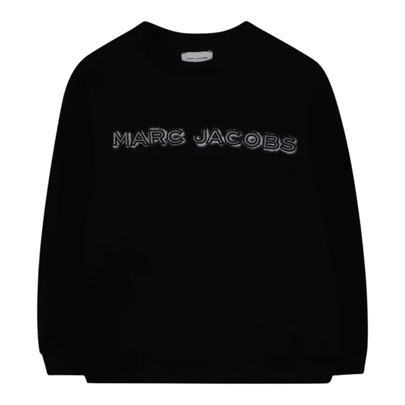 The Marc Jacobs Felpa Chiusa Girocollo tinta unita con Logo Nero per Neonato