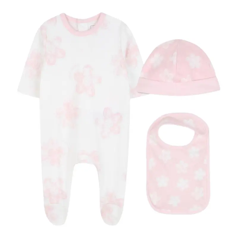 The Marc Jacobs Set Tutina-Cappello-Bavetta tinta unita Bianco/Rosa per Neonata
