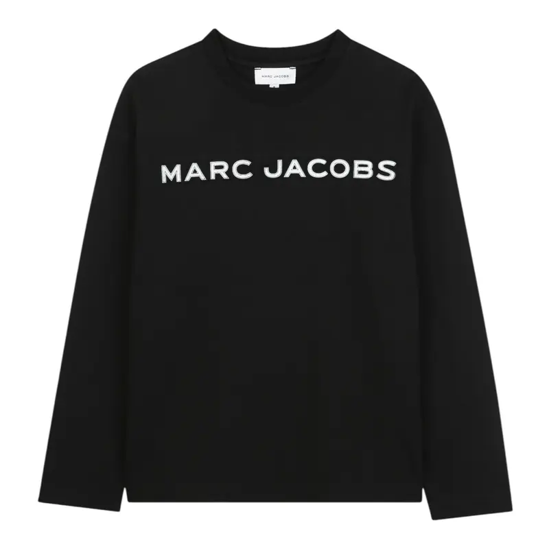 The Marc Jacobs Shirt Girocollo tinta unita con Stampa Nero per Bambino