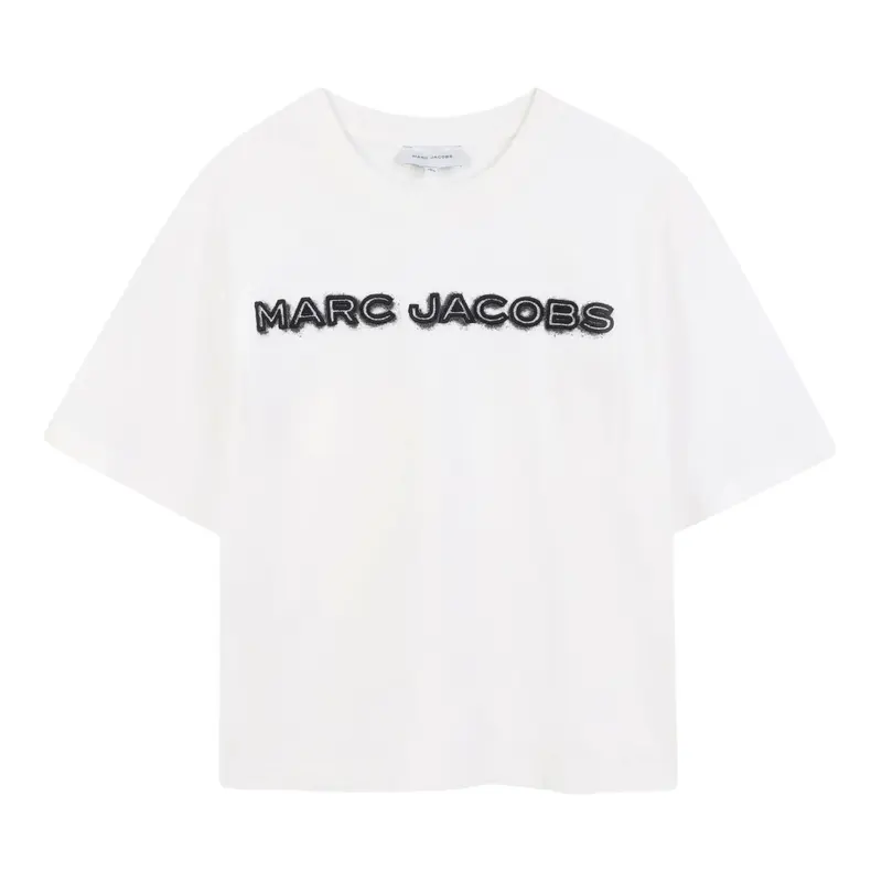 The Marc Jacobs T-Shirt Girocollo tinta unita con Logo Bianco per Bambino
