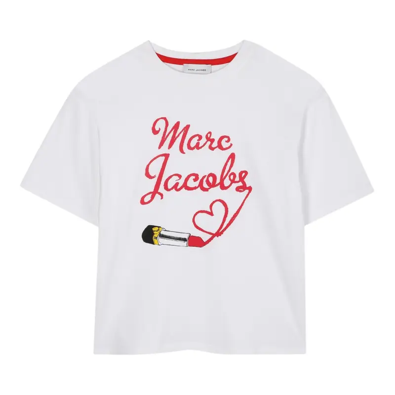 The Marc Jacobs T-Shirt Girocollo tinta unita con Stampe Bianco per Neonata