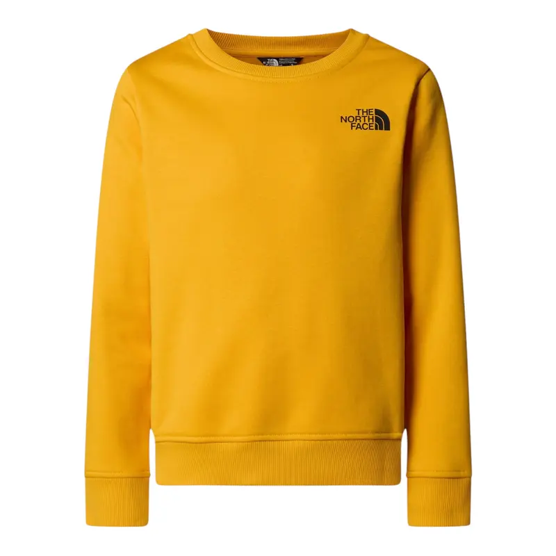 The North Face Felpa Chiusa Girocollo tinta unita con Logo Senape per Bambino