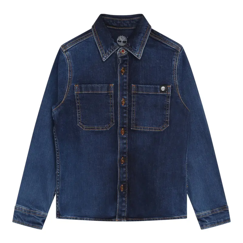 Timberland Camicia In Denim tinta unita Blu per Bambino