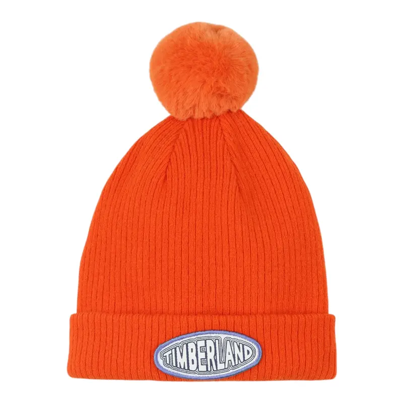 Timberland Cappello tinta unita con Logo Arancione per Bambino