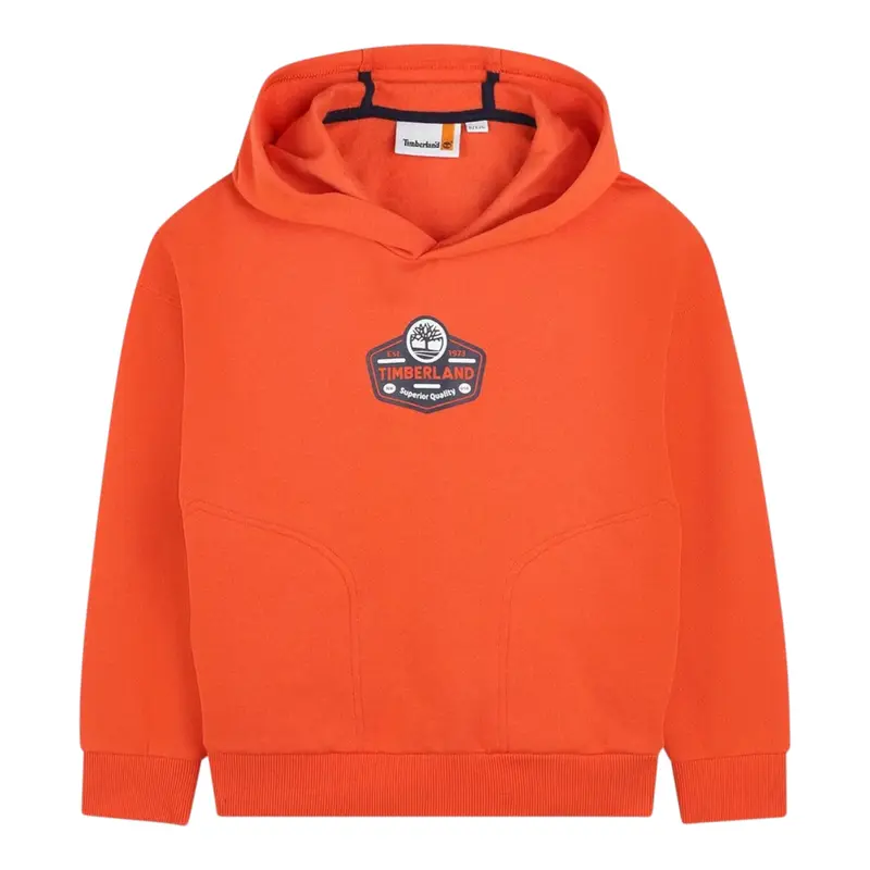 Timberland Felpa tinta unita con Stampa Arancione per Bambino