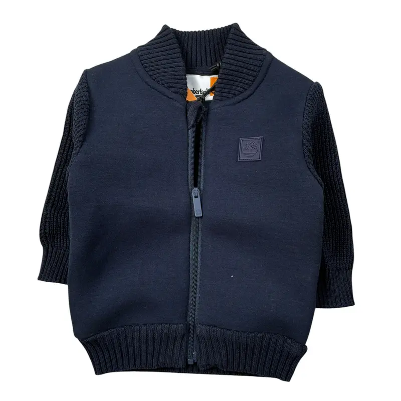 Timberland Felpa tinta unita con Zip Blu per Neonato
