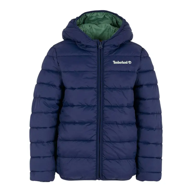 Timberland Giubbino tinta unita con Cappuccio Blu per Bambino