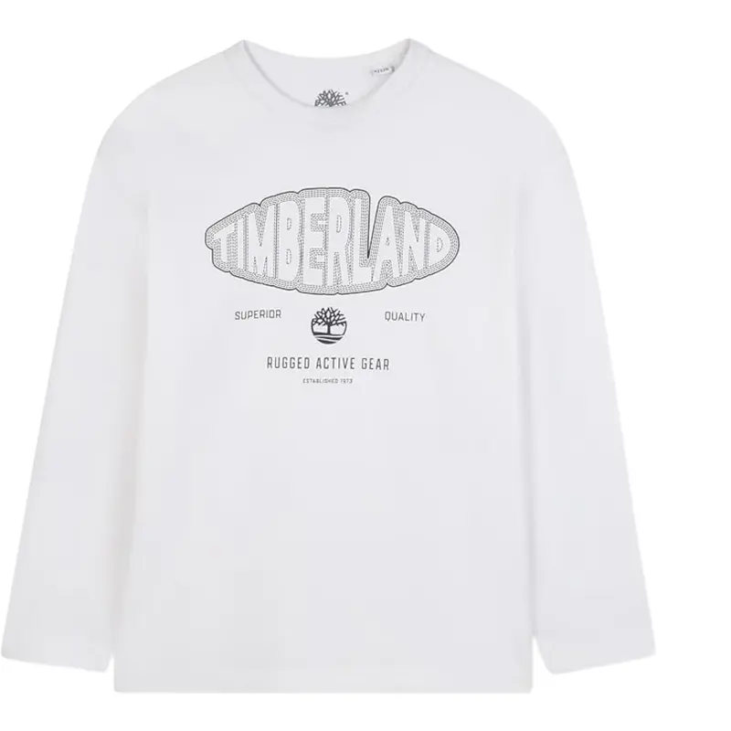 Timberland Shirt tinta unita con Stampa Bianco per Bambino