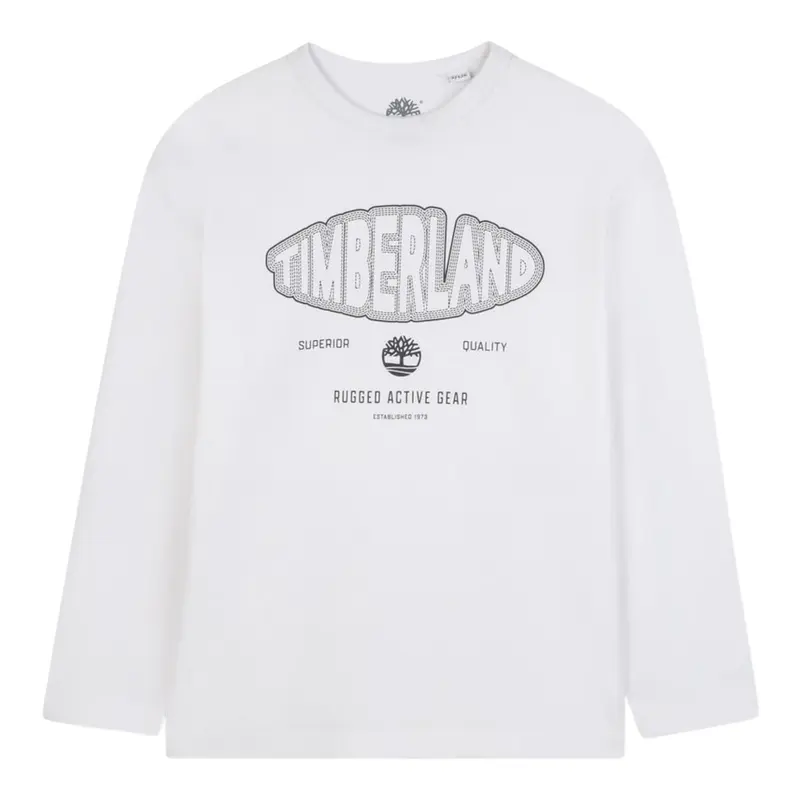 Timberland Shirt tinta unita con Stampa Bianco per Bambino