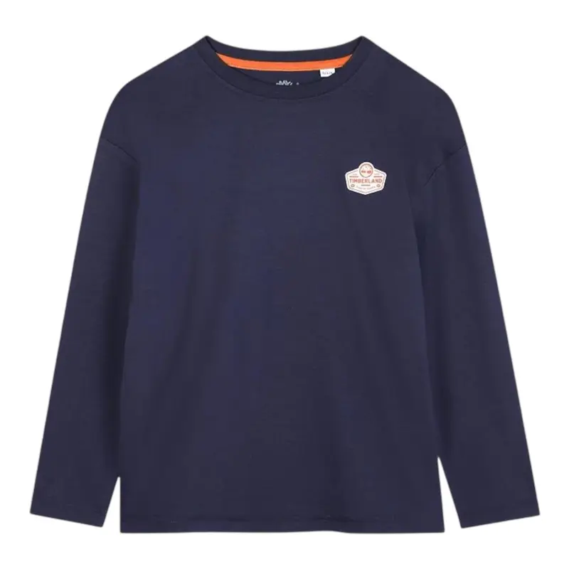Timberland Shirt tinta unita con Stampa Blu per Bambino