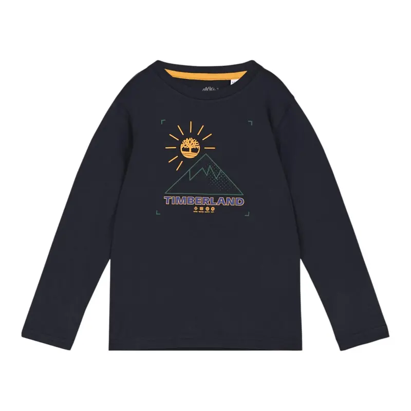 Timberland Shirt tinta unita con Stampa Blu per Bambino