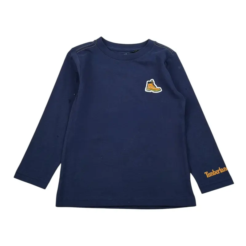Timberland Shirt tinta unita con Stampa Blu per Bambino