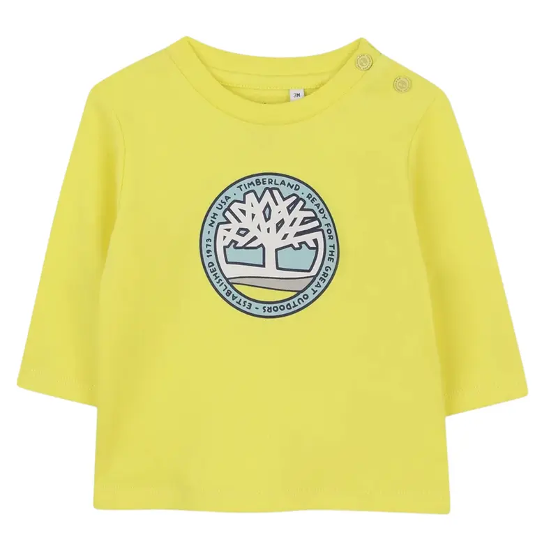 Timberland Shirt tinta unita con Stampa Giallo per Neonato