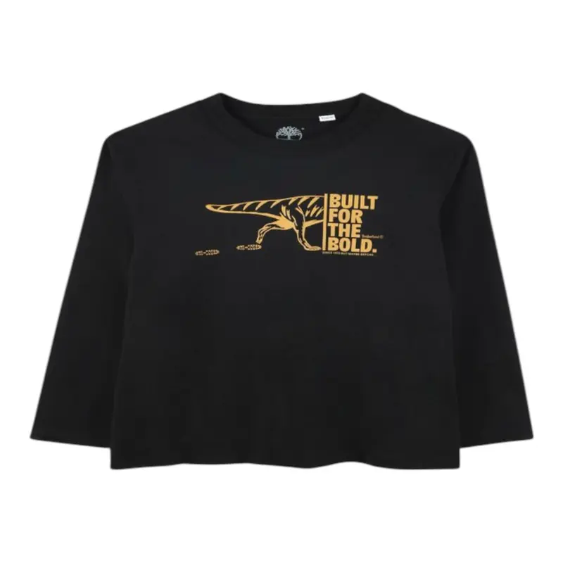 Timberland Shirt tinta unita con Stampa Nero per Bambino