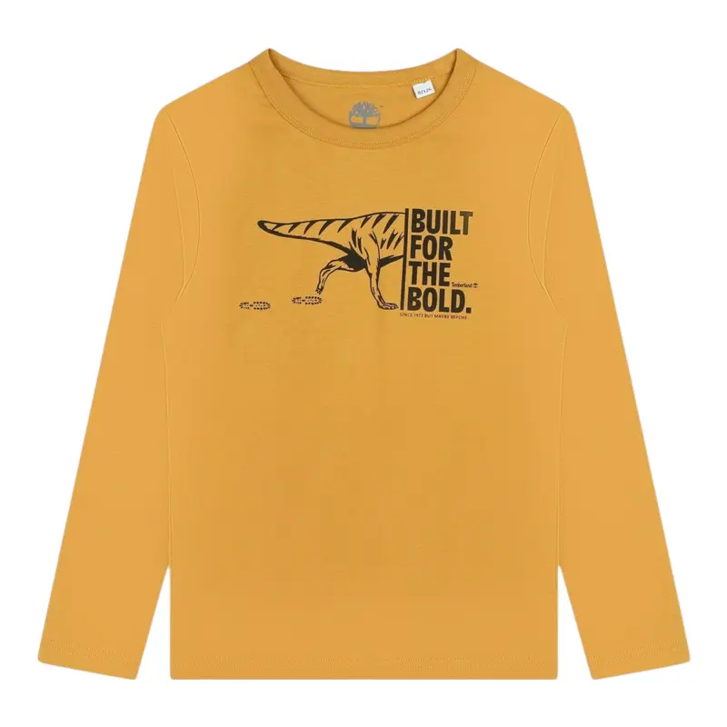 Timberland Shirt tinta unita con Stampa Senape per Bambino