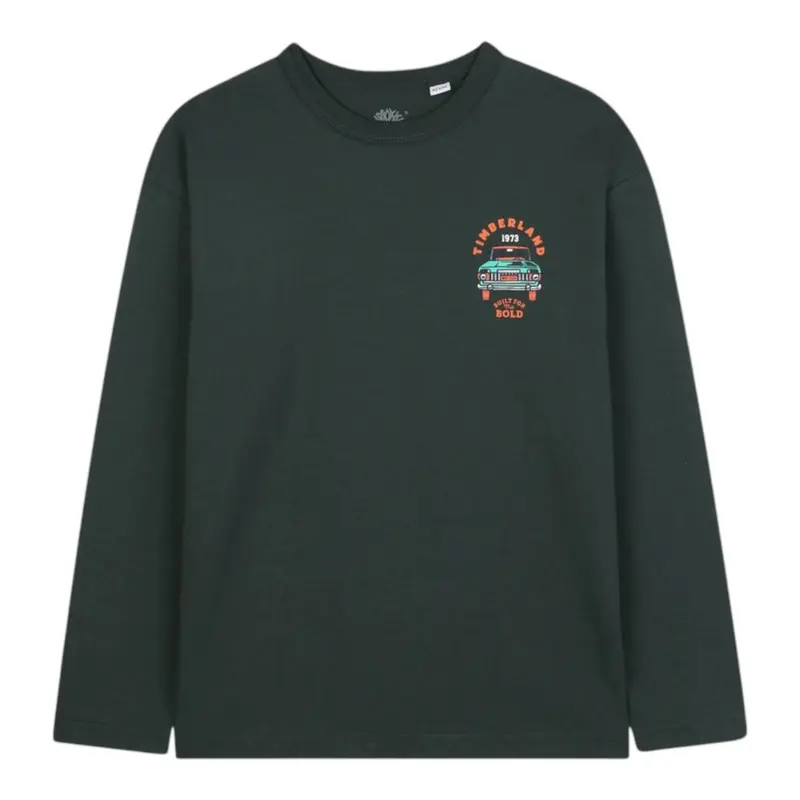 Timberland Shirt tinta unita con Stampa Verde per Bambino