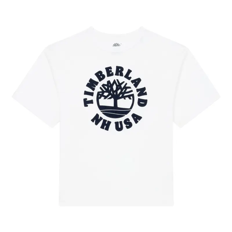 Timberland T-Shirt tinta unita con Stampa Bianco per Bambino