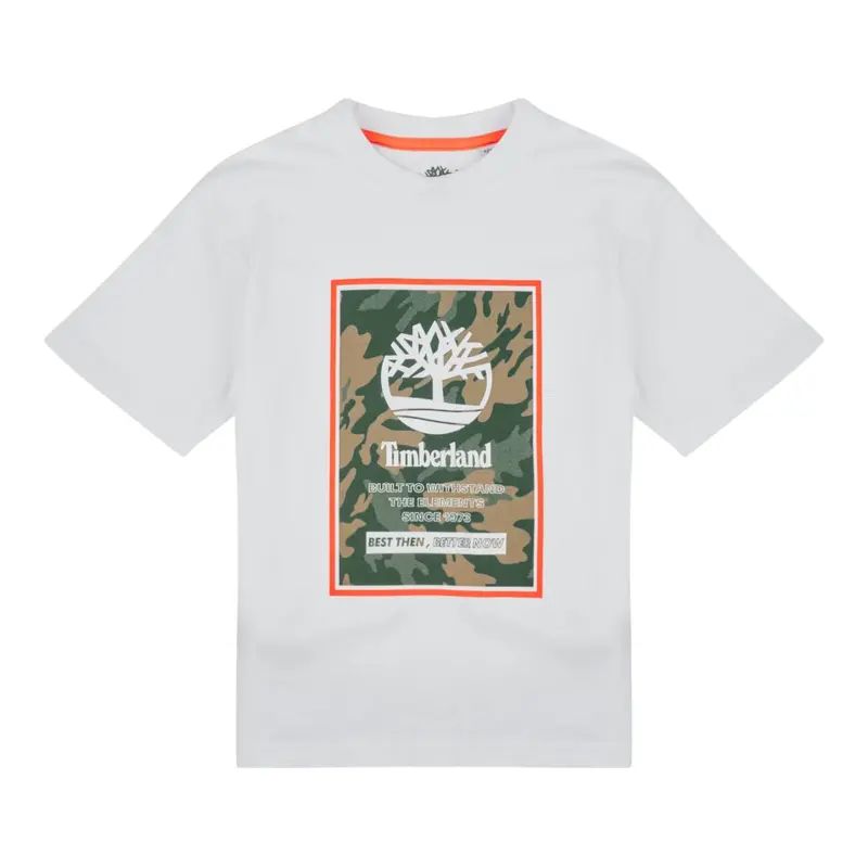 Timberland T-Shirt tinta unita con Stampa Bianco per Bambino