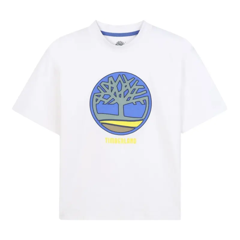 Timberland T-Shirt tinta unita con Stampa Bianco per Bambino