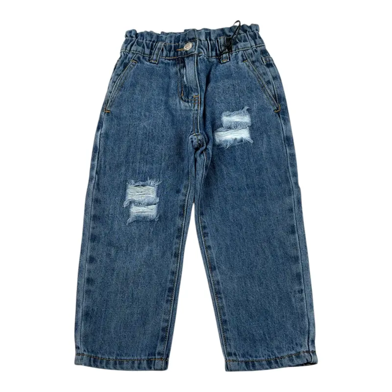 To Be Too Jeans tinta unita con Elastico In Vita E Cintura Blu per Bambina