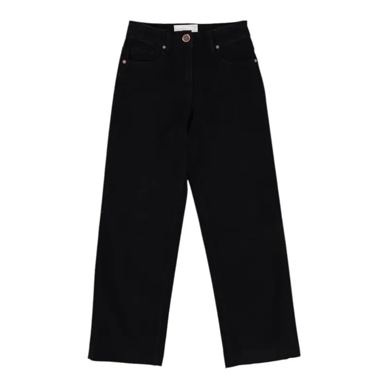 To Be Too Pantalone tinta unita con Girovita Regolabile Nero per Bambina