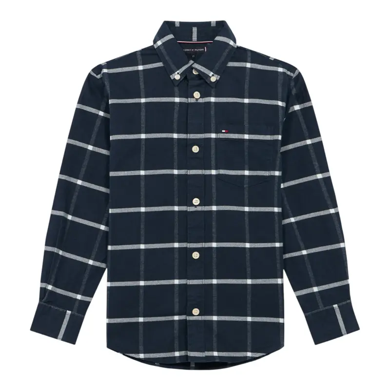 Tommy Hilfiger Camicia Manica Lunga tinta unita Blu per Bambino
