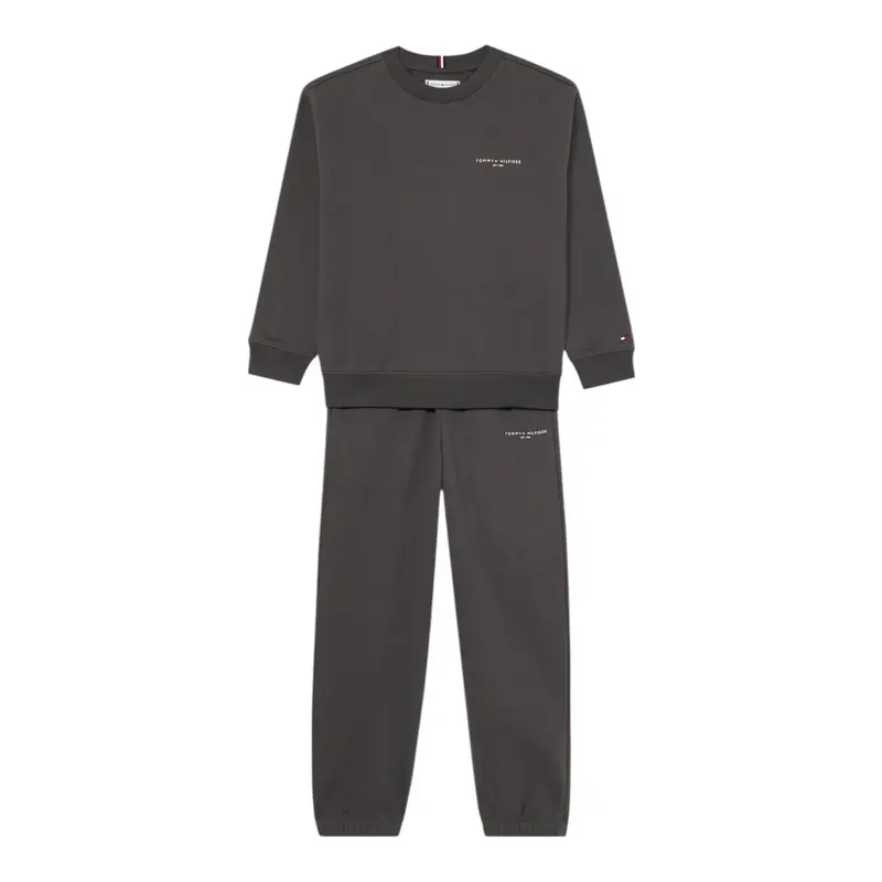Tommy Hilfiger Completo 2 Pezzi Felpa-Pantalone tinta unita Grigio per Bambino