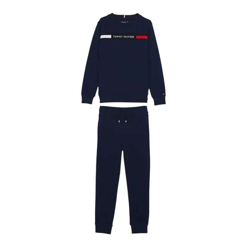 Tommy Hilfiger Completo 2Pz Felpa-Pantalone Blu per Bambino