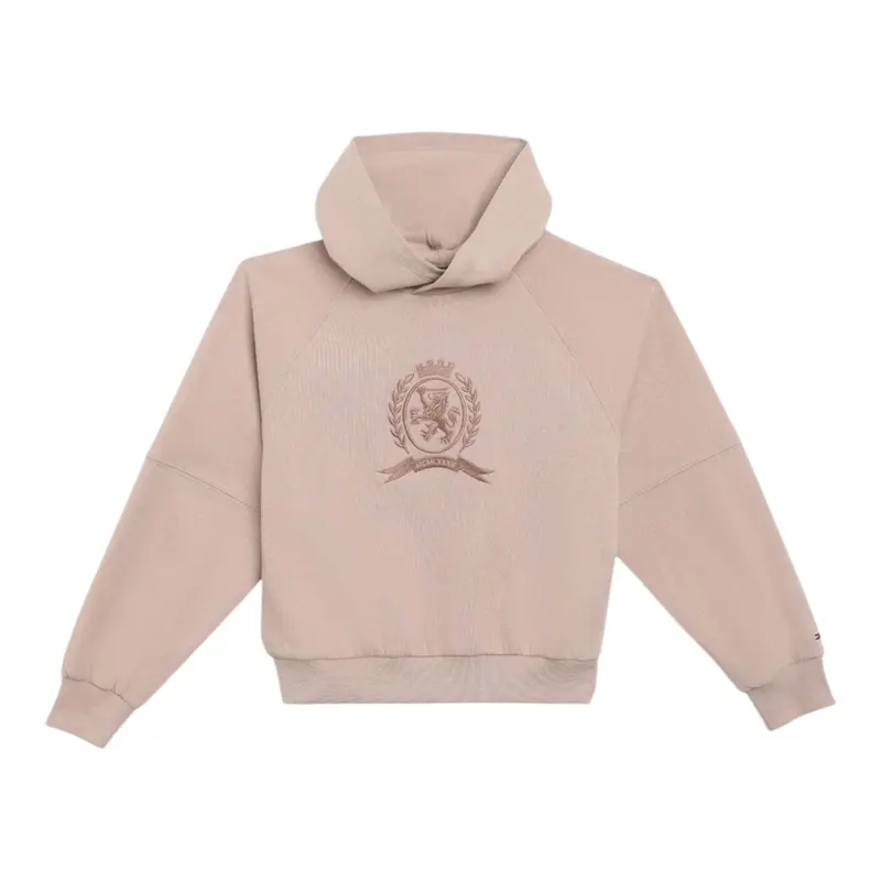 Tommy Hilfiger Completo Tuta 2 Pezzi Felpa-Pantalone tinta unita Beige per Bambina