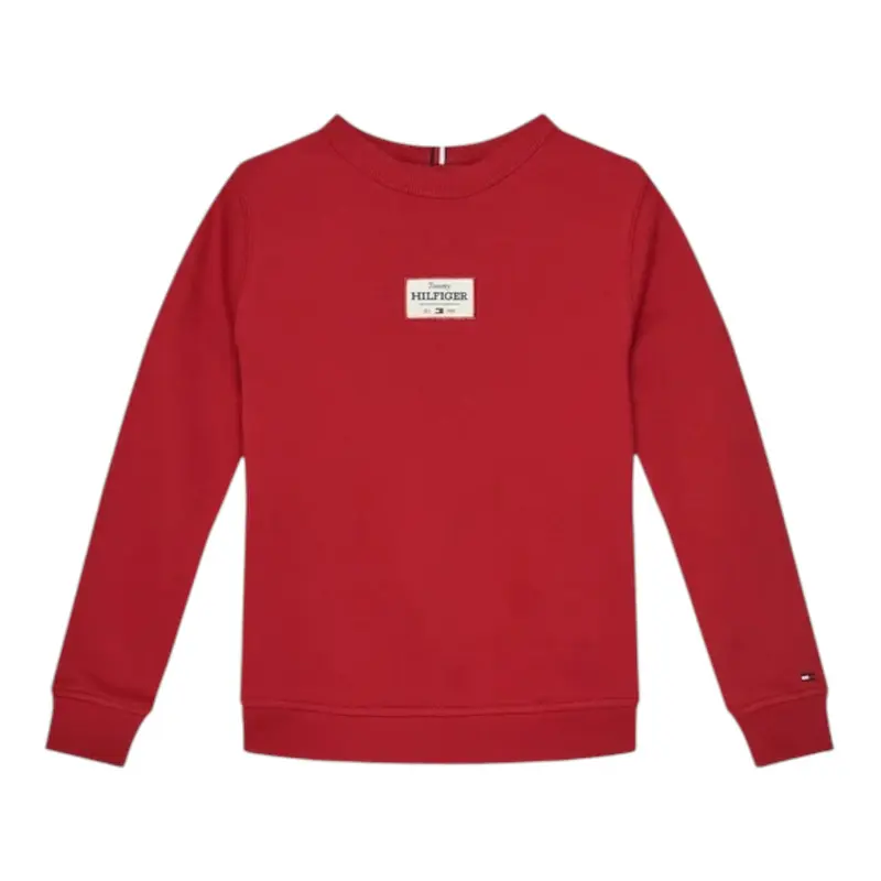 Tommy Hilfiger Felpa tinta unita Girocollo con Stampa Rosso per Neonato