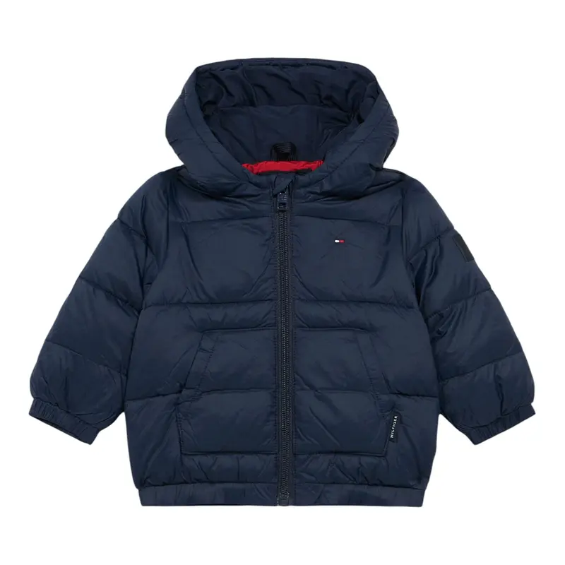 Tommy Hilfiger Giubbino tinta unita con Cappuccio Blu per Neonato